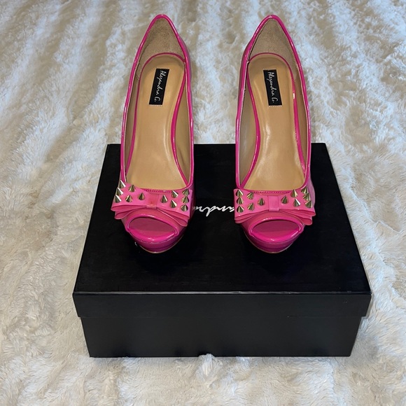 Pink Alejandra G. Spiked Bow Jelly Platforms - Picture 4 of 5